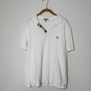 Men’s Authentic Burberry White Polo Shirt - Size XL